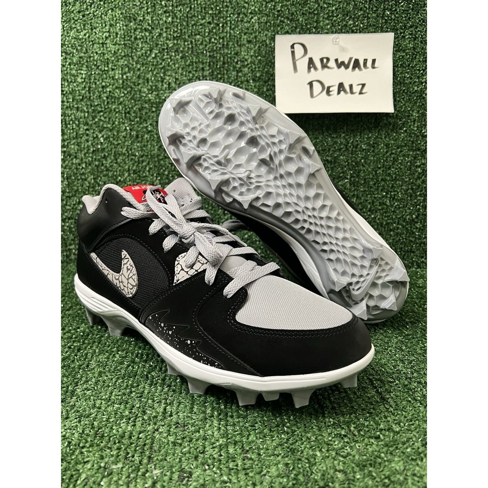 Nike Air Jordan Stadium 90 Low TD Black Cement Football Cleats Sz 12 HQ0210-060